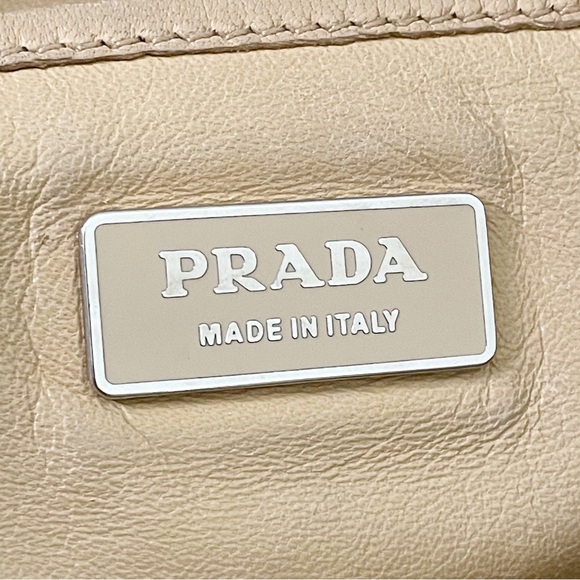 Prada distressed metallic gold nappa leather satchel bag triangle logo - Picture 11 of 11